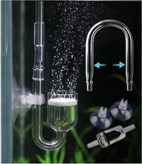 Aquarium Glass CO2 Diffuser Atomizer with U Tube Check Valve Suction - Premium version (and with U tube)