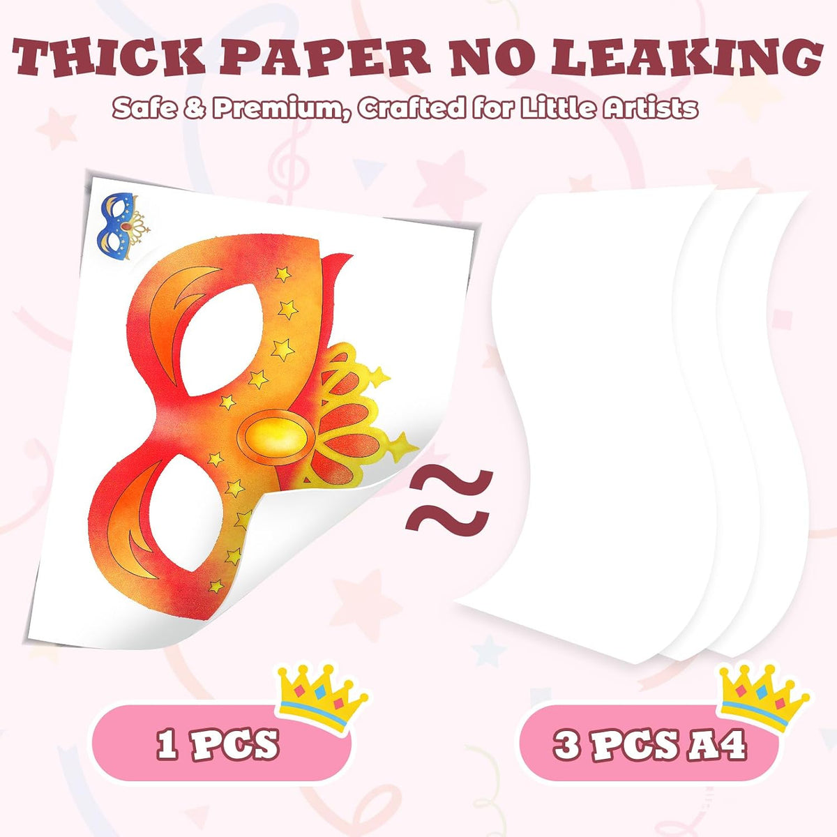CHICAUP Paint with Water Coloring Books for Kids - Princess Mask Pink - image 4