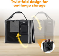 Lekereise Large Cat Carrier for 2 Cats - Foldable Black / M-2 Cats Travel - image 2