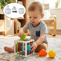 Aprilwolf Montessori Sensory Cube Toy for 1 2 3 Years Old – Fun for Kids & Family - 4.9 inch Shape Sorter Cube - image 3