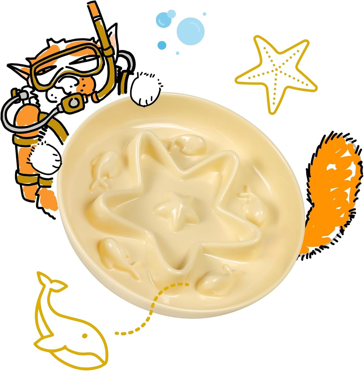 2 Pcs Cat Slow Feeder Bowl - Buttercream / 6.2''