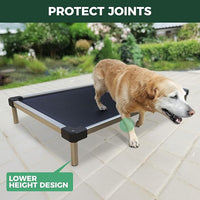 FXW TitanNest Chew-Proof Elevated Dog Bed, Raised Cot for Indoor/Outdoor/Camping Use, Durable & Waterproof Cooling Pet Bed for Medium Dogs, 41.0" L x 27.0" W x 5.0" H, Black