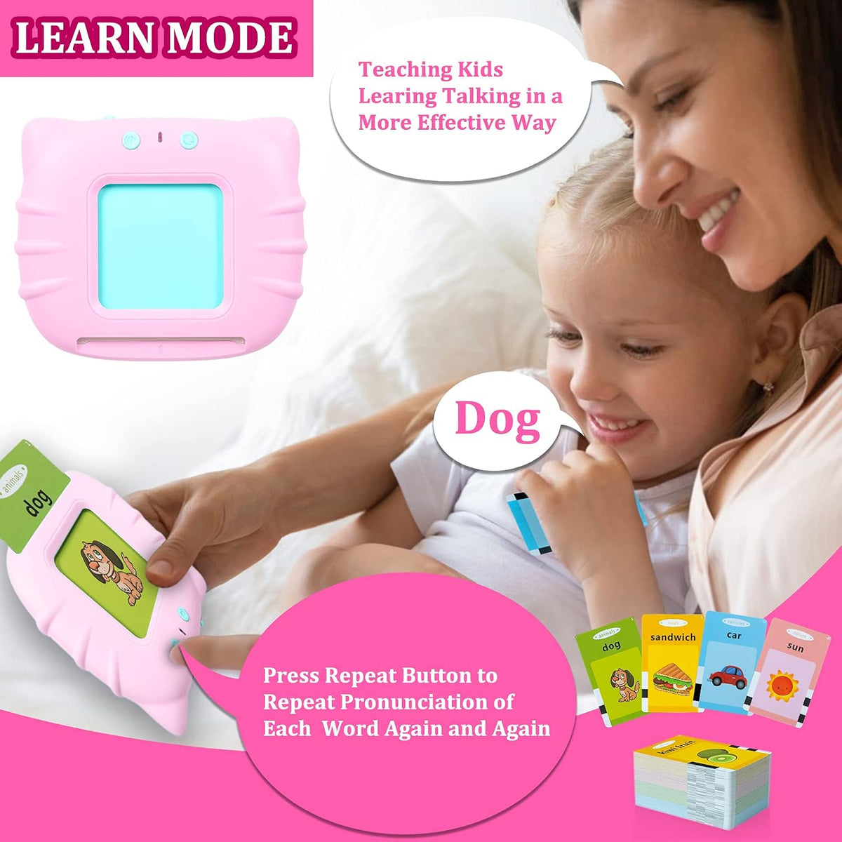 QuTZ Phonics Learning Toy for Preschool Kids - Pink / Basic 224 Words - image 3