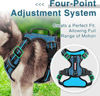 BARKBAY Dog Harness No Pull with ID Tag Pocket - Heavy Duty, Reflective, Easy Control for Large Dogs(Blue/Black,L)