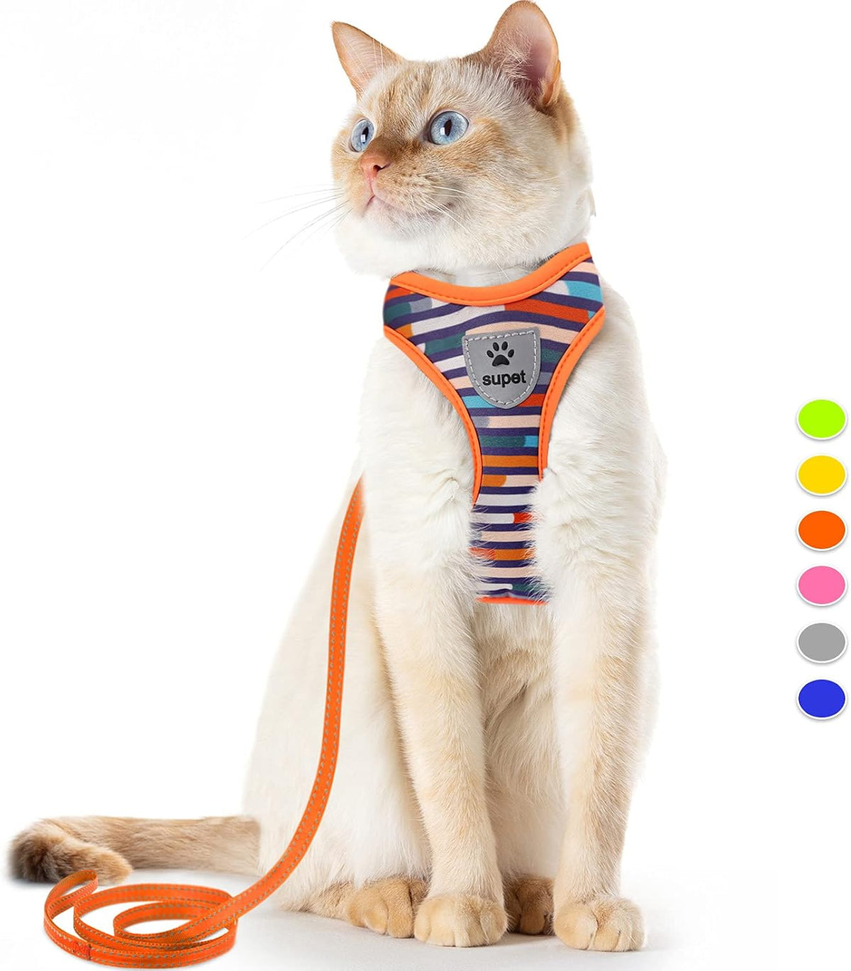 Supet Cat Harness and Leash Escape Proof - Orange2 / M（Chest:11.0-18.3'')