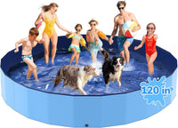 47'' Foldable Dog Pet Bath Pool, Heavy Duty Non-Slip Kiddie Pool - 7XL - 120*19.7 IN-964.5 Gal