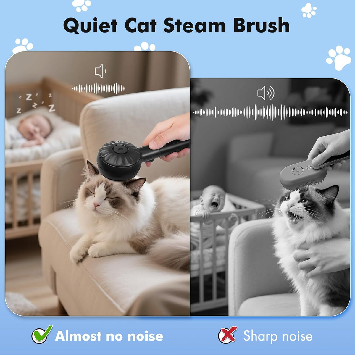 Cat Steam Brush 3 in 1 Pet Hair Grooming Brush with Steam and Release - Black - image 2