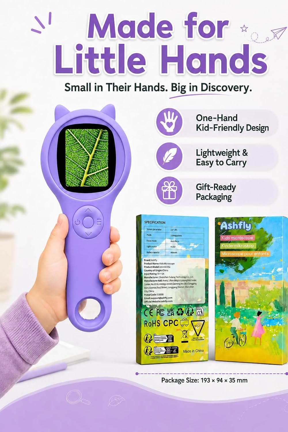 Kids Microscope, 500X Digital Magnifying Glass, Explore STEM Toy - Purple / 1 Pcs - image 4