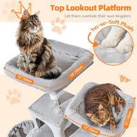 Taoqimiao Cat Tree, 67 in Tall Cat Tower with 2 Plush Cat Condos – Essentials for Cats - 73 inches / Light Gray - image 4