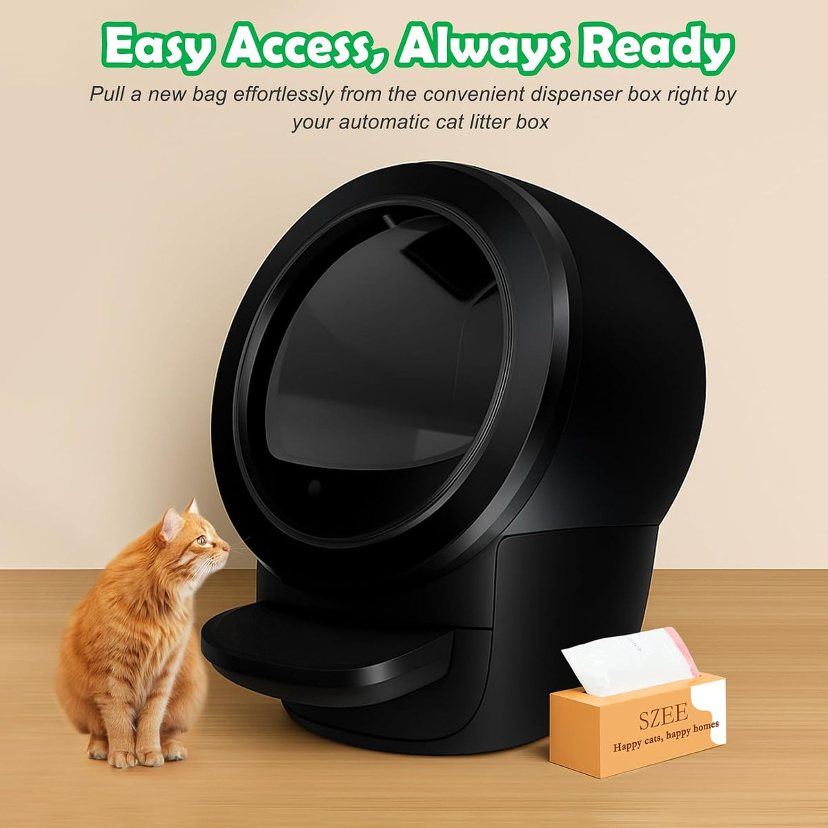SZEE 120 Count Automatic Cat Litter Box Bags Fit for Litter Box Robot - 1 Count (Pack of 60) / 1.Standard - image 4