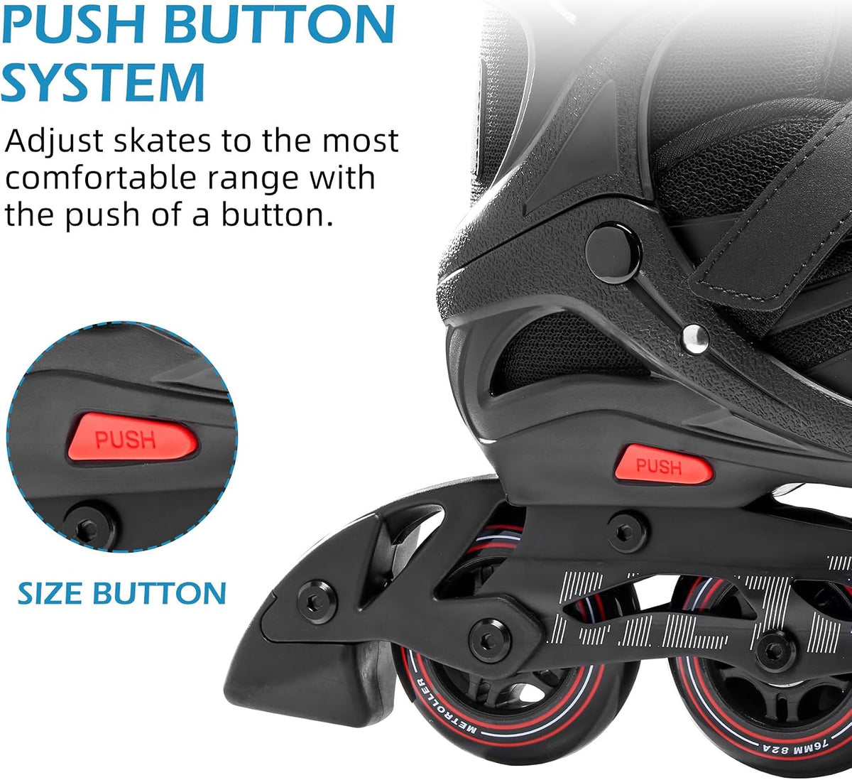 METROLLER Adult Inline Skates for Men Women Teens – Fun for Kids & Family - Red / Large-Youth & Adult (4-7 Kids Men/5-8Women) - image 4