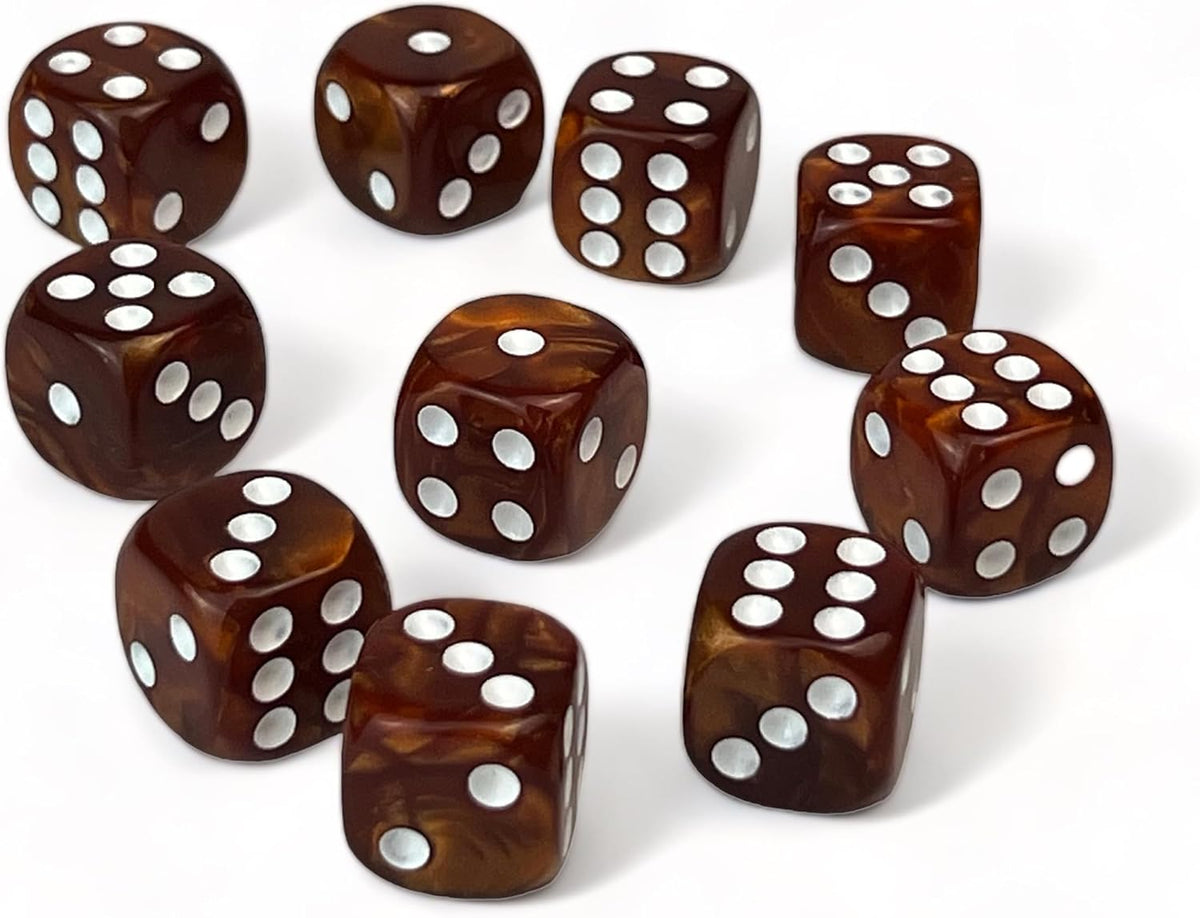 Luck Lab 10 Pack 16mm D6 Acrylic Dice Set - Brown Pearl - image 2