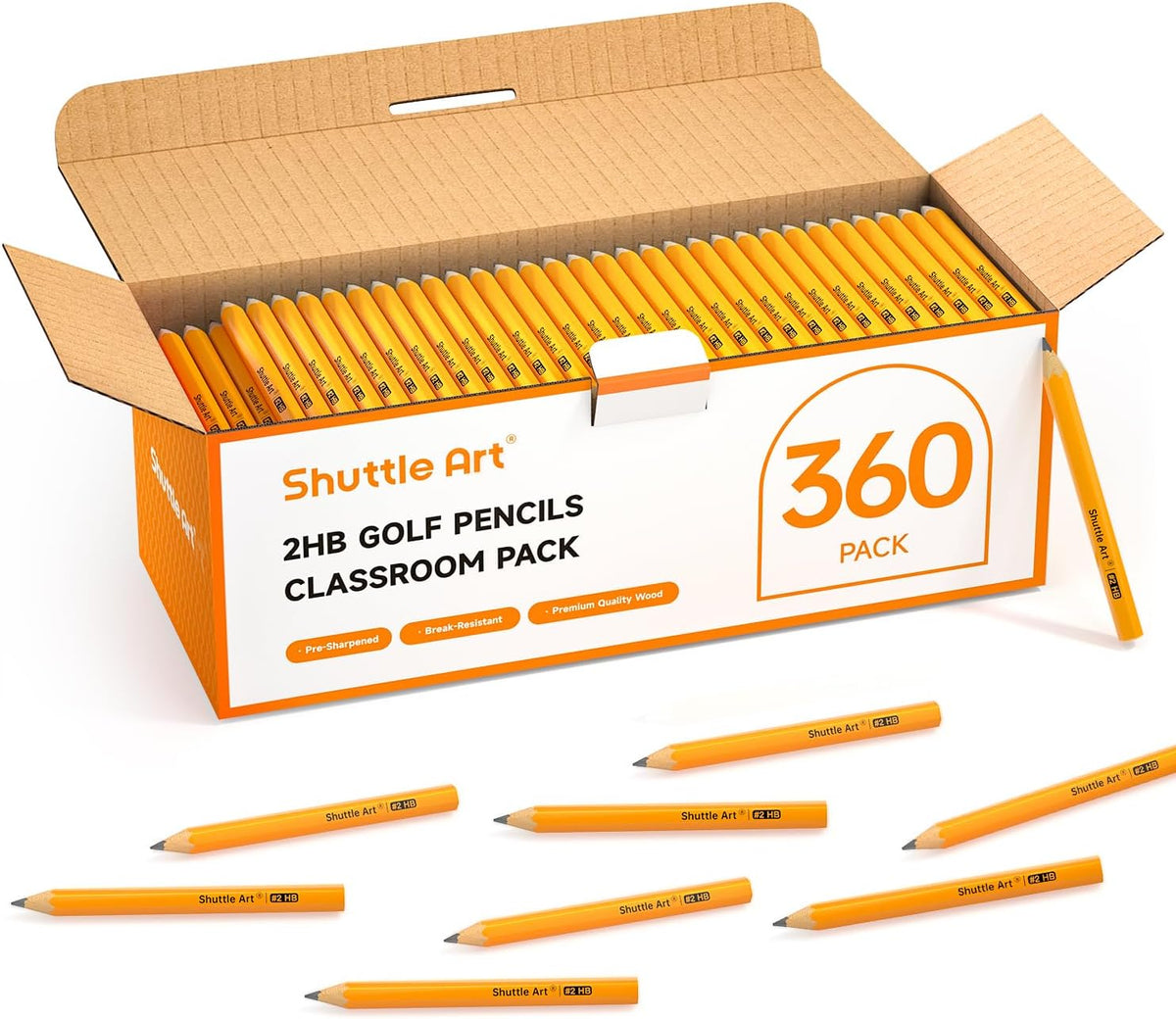 Shuttle Art 360 Pack #2 HB Golf Pencils - Yellow / 360