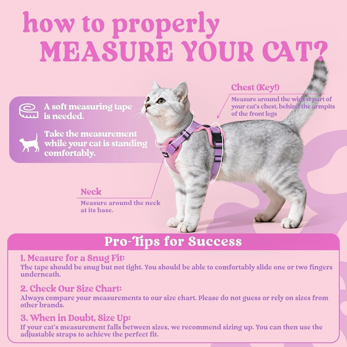 rabbitgoo Cat Harness and Leash Set, Escape Proof Vest - Xxs / Pink & Light Purple - image 2