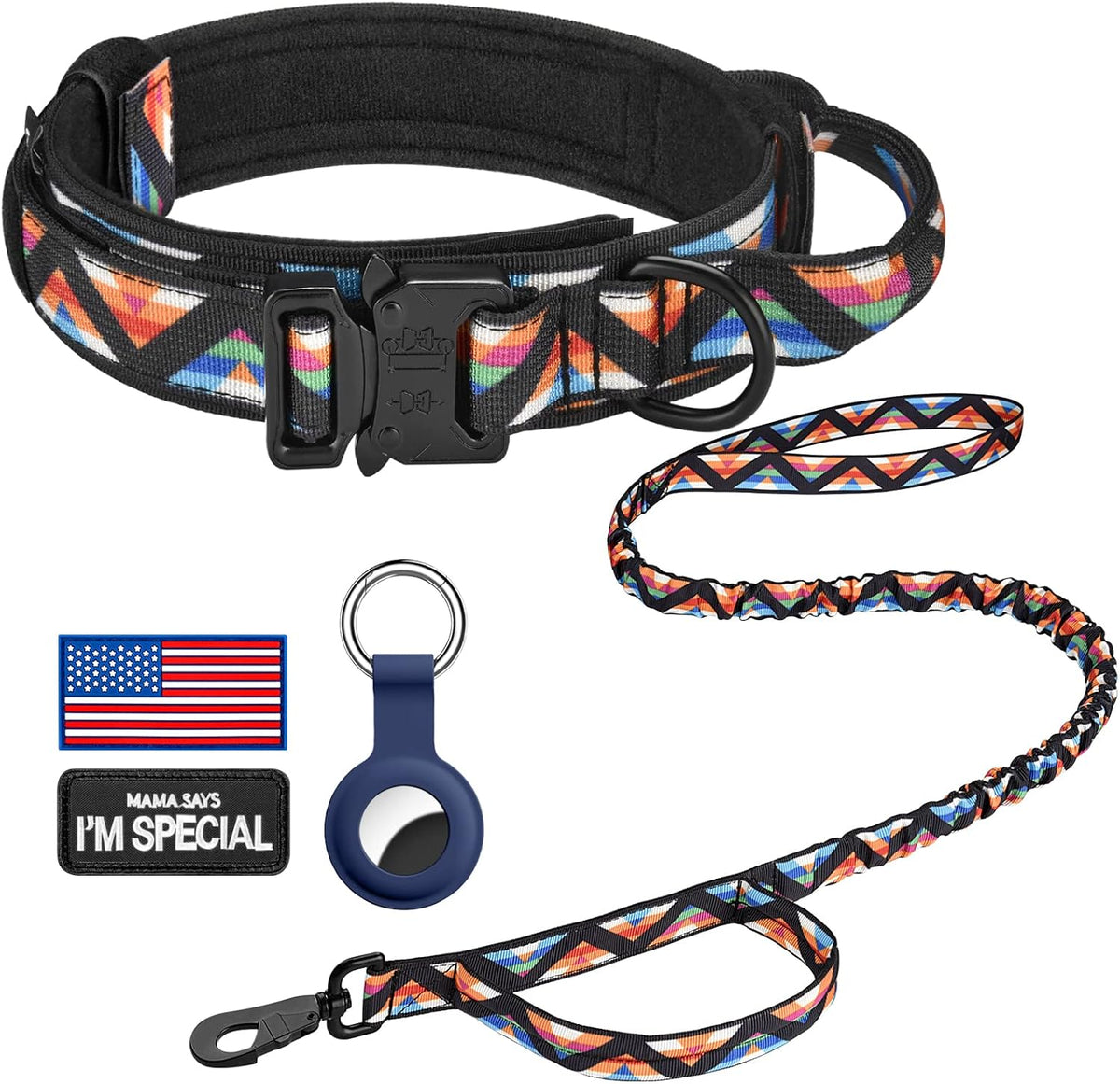 DAGANXI Tactical Dog Collar - Colorful Triangle-SET / XL