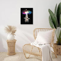 Funny Cat Wall Art Canvas Galaxy Wall Decor Prints Framed Painting Animal Pictures Gifts Artwork for Bathroom Living Dining Kitchen 12"x16"