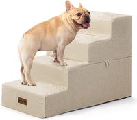 Dog Steps for High Bed, 5-Step Pet Stairs for Small Dogs and Cats – Essentials for Cats - Beige / 4