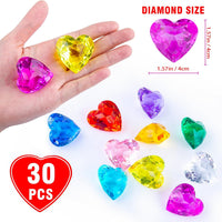 Niceup acrylic heart gems, 30 chunky 3D heart-shaped diamond gemstones for kids - view 21