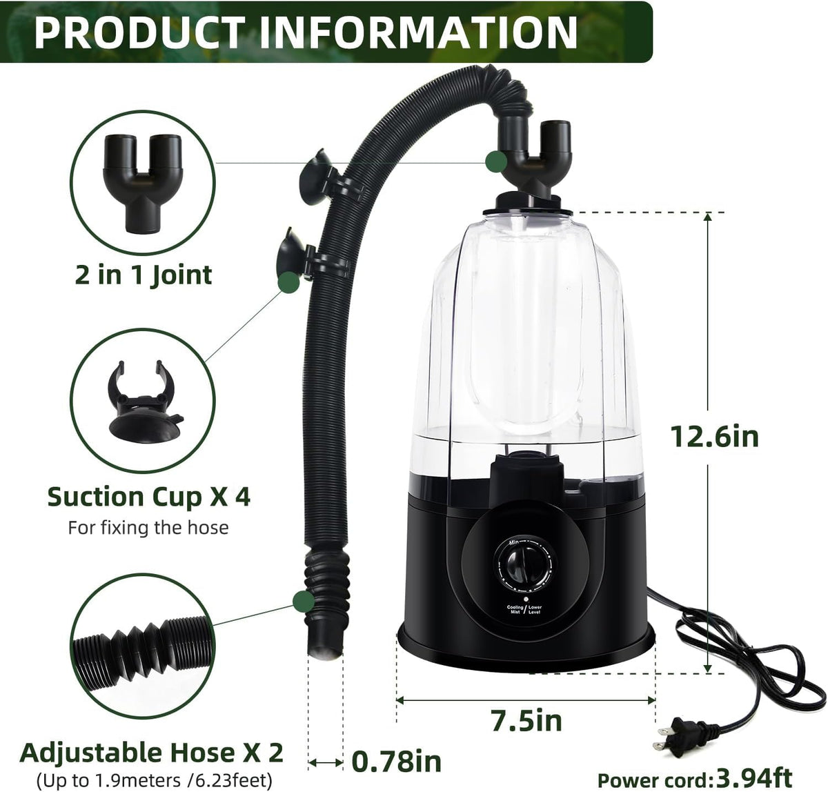 Coospider Reptile Fogger Humidifier - 3.8L/1GAL-Dual-UP - image 2