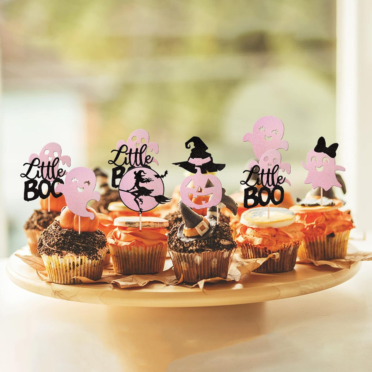 24 PCS Halloween Bat Cupcake Toppers Black Glitter Bat Cupcake Picks - Pattern 14 - image 4