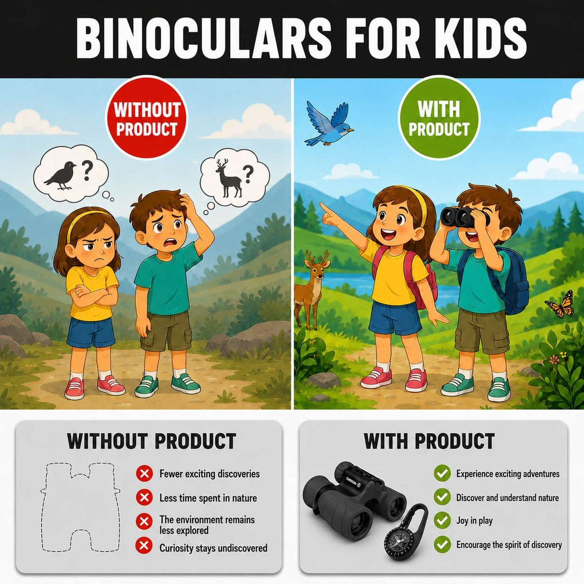 Binoculars for Kids, Perfect Toy for Little Boys and Girls - Black - image 4