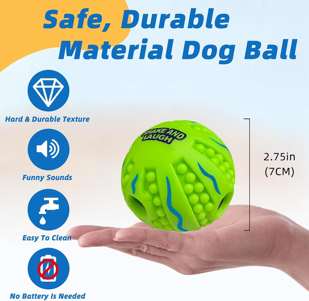 Dog Toys Ball, Interactive, M - Spiky, Wave / XS 2.75 in (7 cm) - image 4