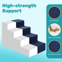 Dog Stairs for Bed, Extra Wide 4-Step Dog Steps for High Bed - Navy / 4 Steps - image 3