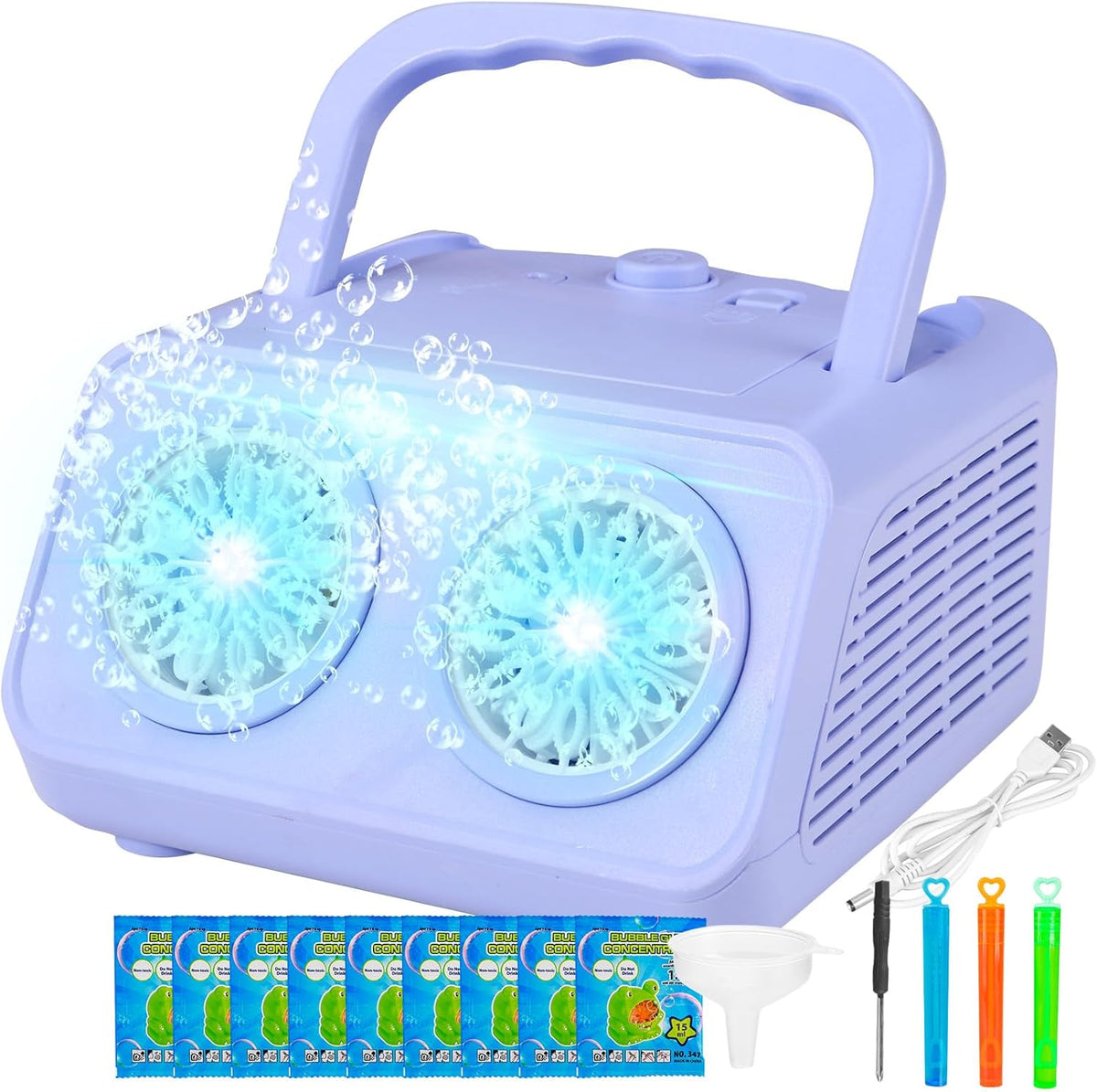 SHCKE Automatic Bubble Machine with 2 Fans, 20000+ Bubbles/Min - Violets