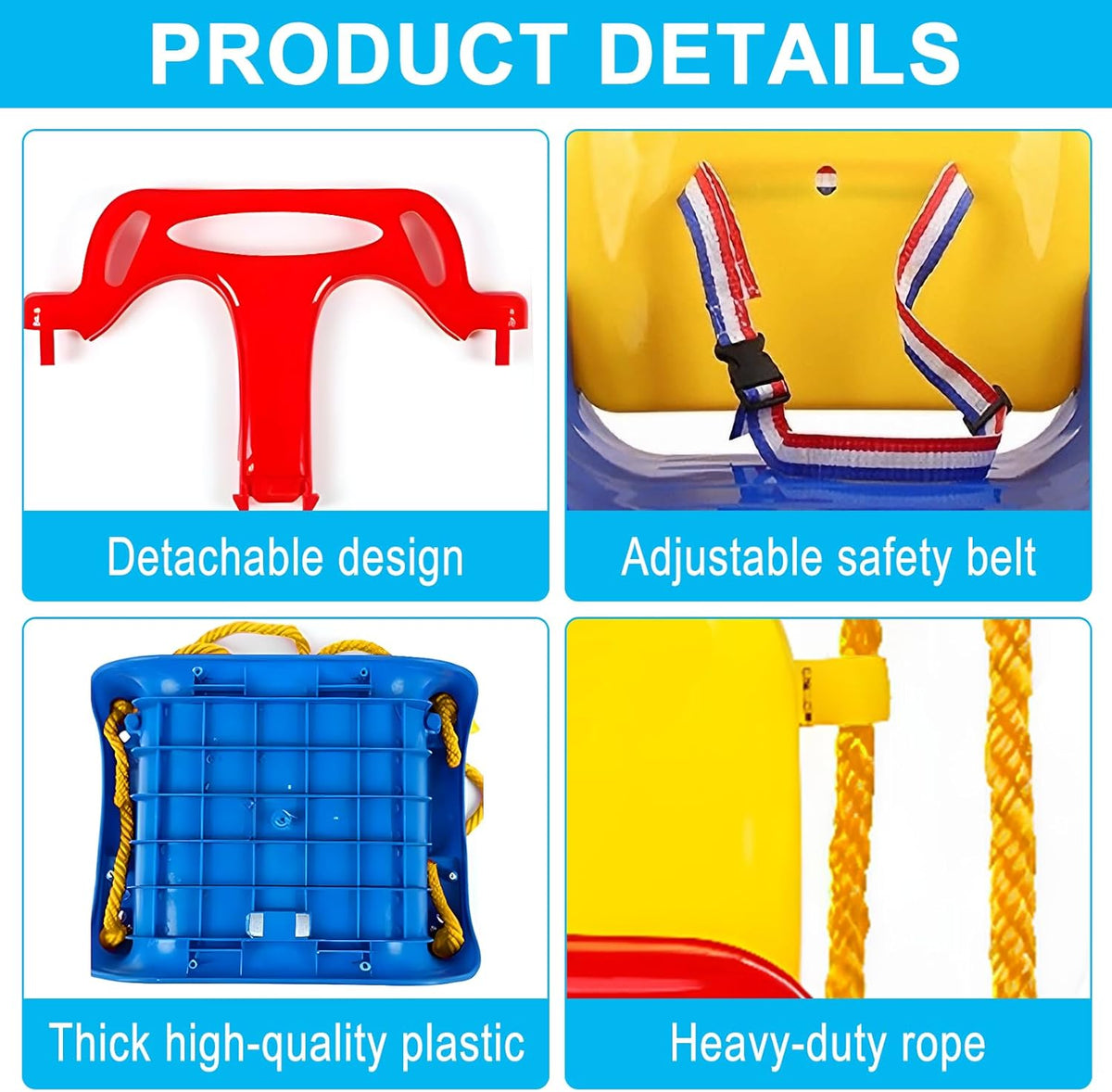 Foldable Toddler Swing Set for Indoor & Outdoor Use – Fun for Kids & Family - Blue - image 3