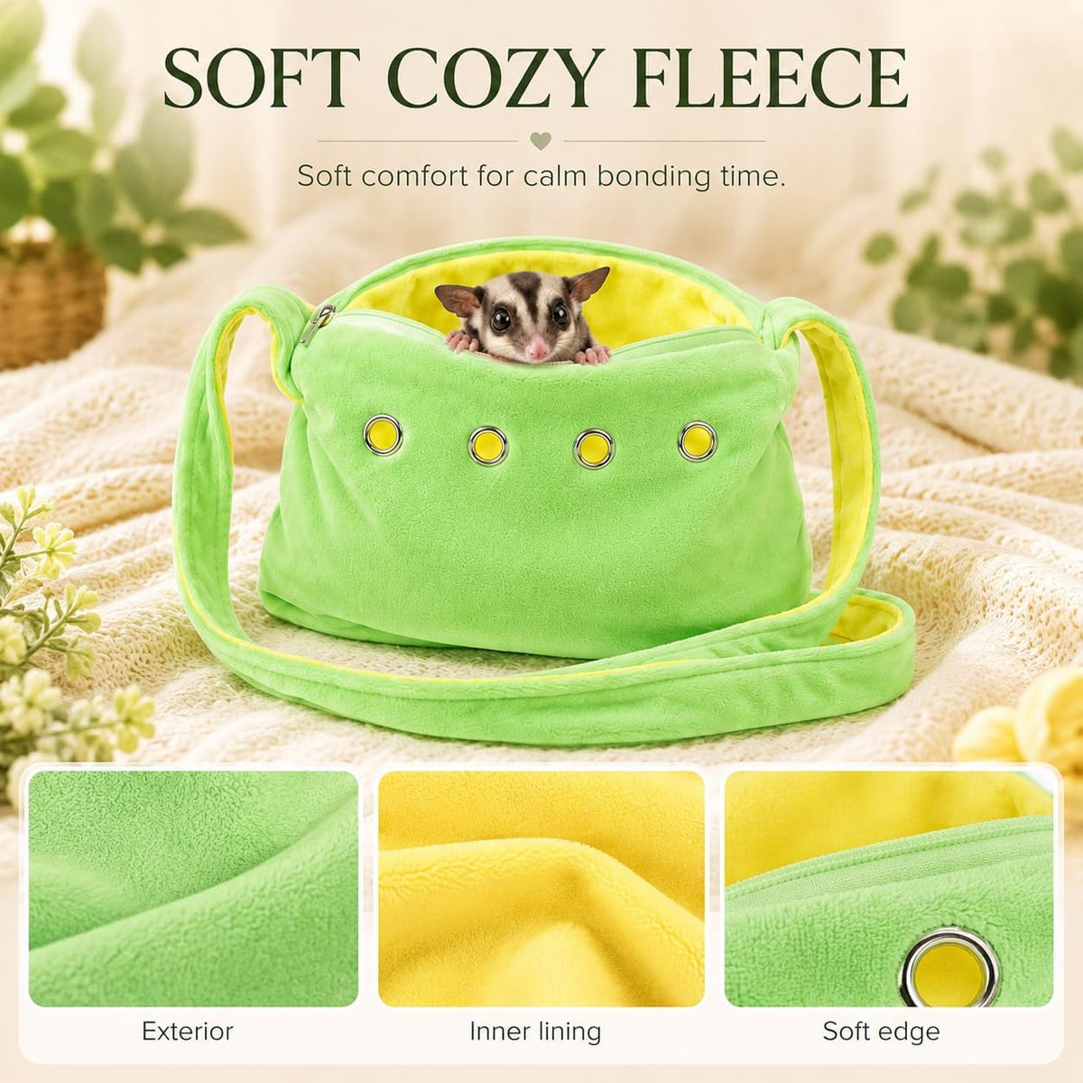 Cat Sling Carrier for Cats and Kittens - Green-Small - image 3