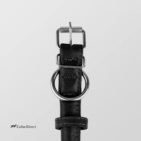 CollarDirect Rolled Leather Dog Collar, Soft Padded Round Puppy Collar, Handmade Genuine Leather Collar Dog Small Large Cat Collars 13 Colors (11-14 Inch, Black Textured)