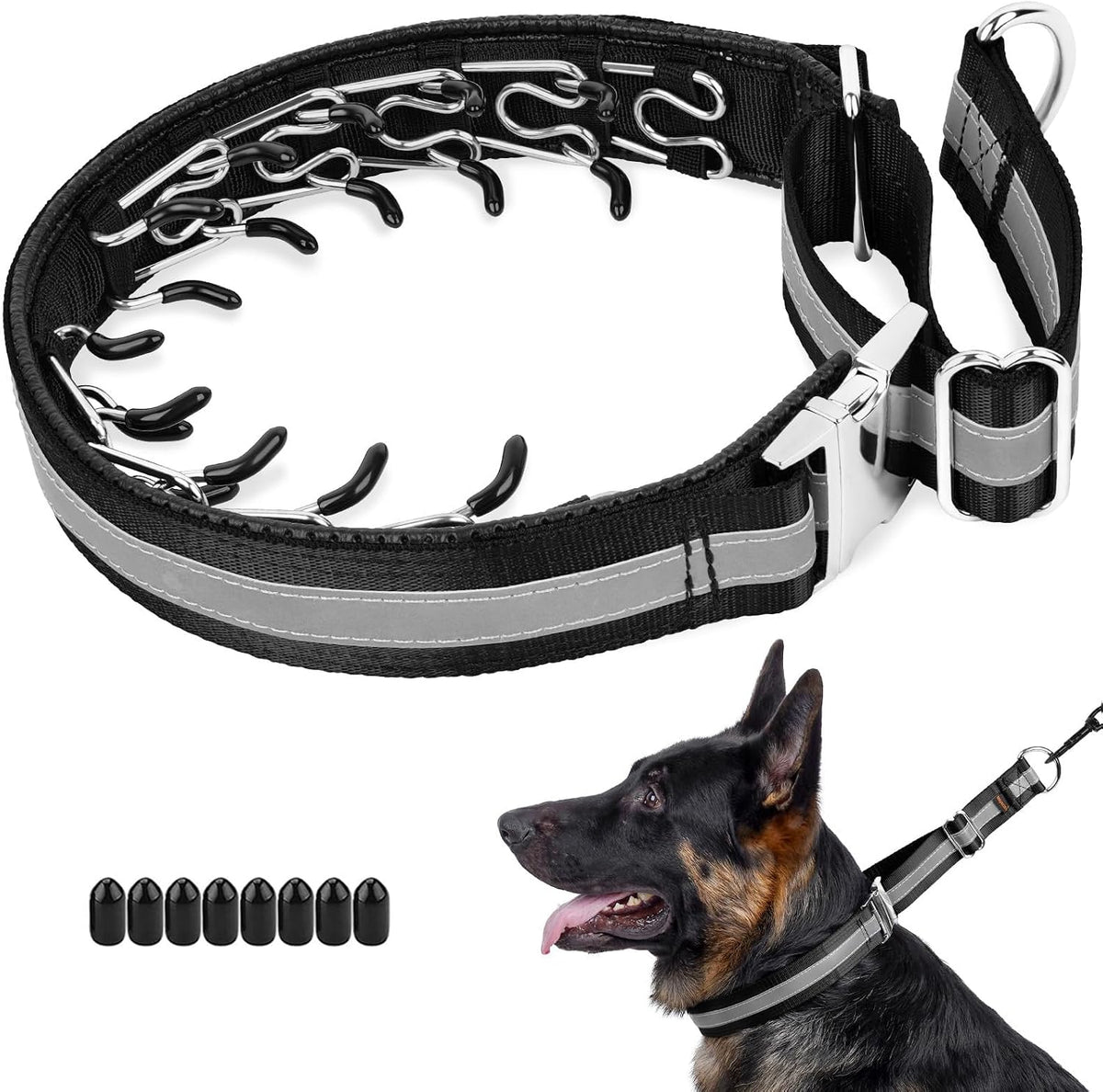 Martingale No Pull Dog Collar with Alloy Buckle, L - Black / Large,3mm,18.75"-22"Neck