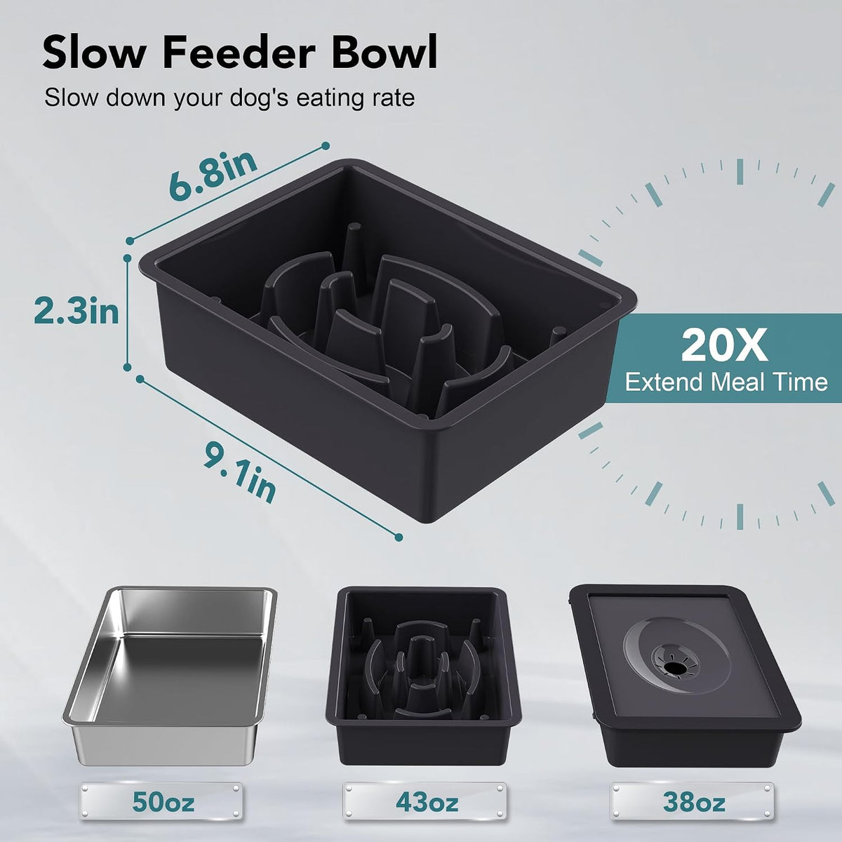 UPSKY 2-in-1 Elevated Dog Bowls Set with 4 Height Adjustable Stand - C-3 in 1 (Black) - image 4