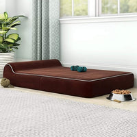 KOPEKS Orthopedic Memory Foam Dog Bed 7" Inch Thick Extra Large Dog Bed With Pillow Brown 50"x34"x10" Includes Waterproof Liner & Durable Removable Cover With Smart Design