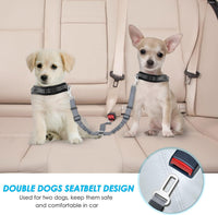 SlowTon Double Dog Seat Belt for Car with Elastic Bungee Buffer - G.Grey / 2 Small in 1 - image 2