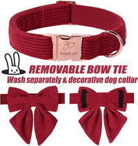 Green Dog Collar with Bow Tie, Christmas Bowtie Dog Collar M – Essentials for Dogs - L / T-Wine Red - image 4