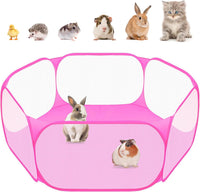 Small Animal Playpen, Pop-Up Portable Play Yard for Guinea Pigs - Pink