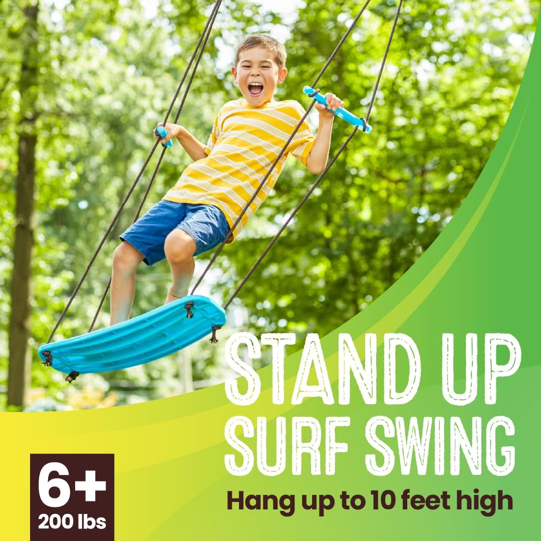 Swurfer Kick Stand Up Surfing Tree Swing Outdoor Swings for Kids Up - Blue - image 2