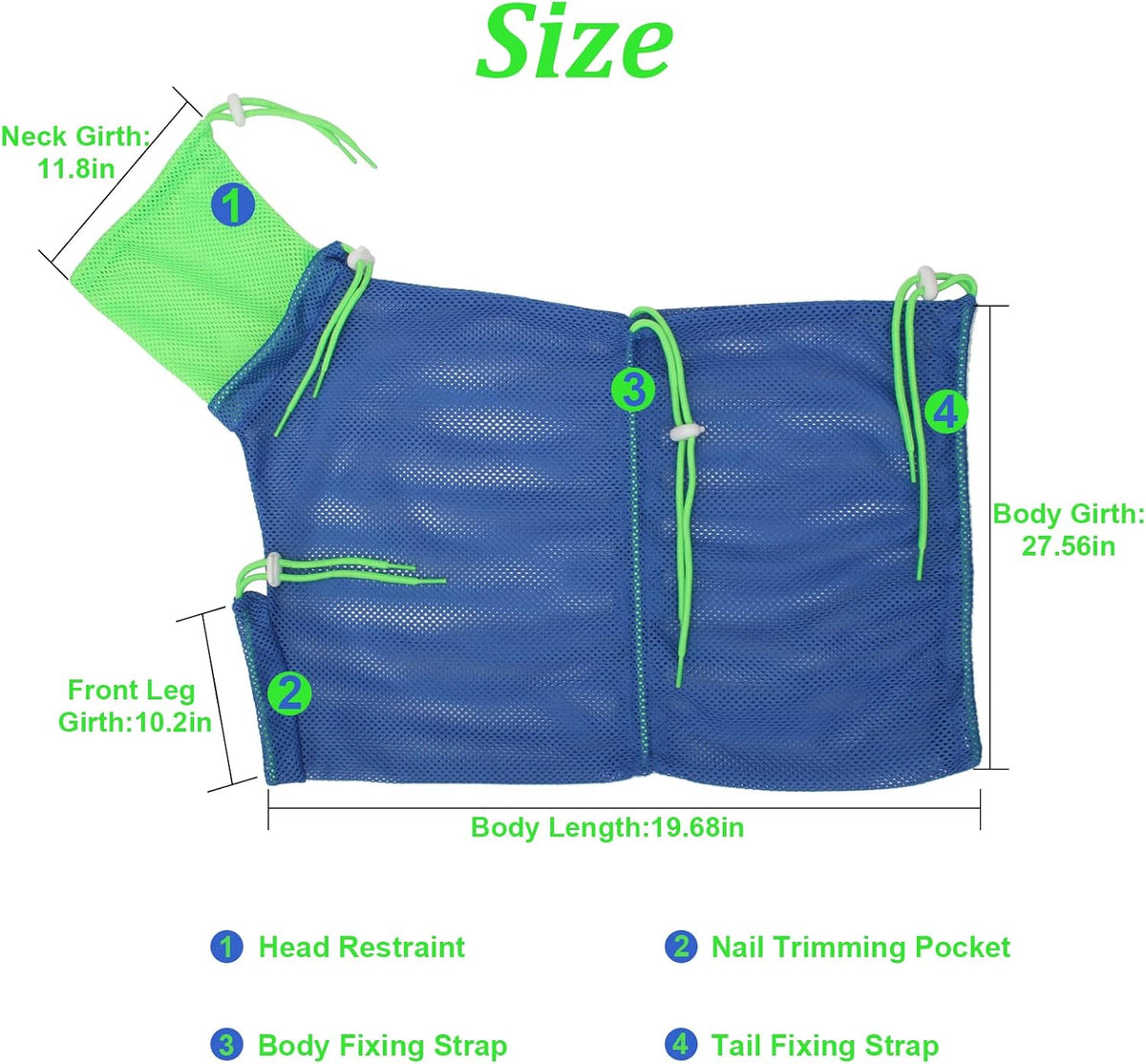 Cat Bathing Bag Anti Scratch Grooming Shower Washing Bag for Nail - Blue-Green - image 2