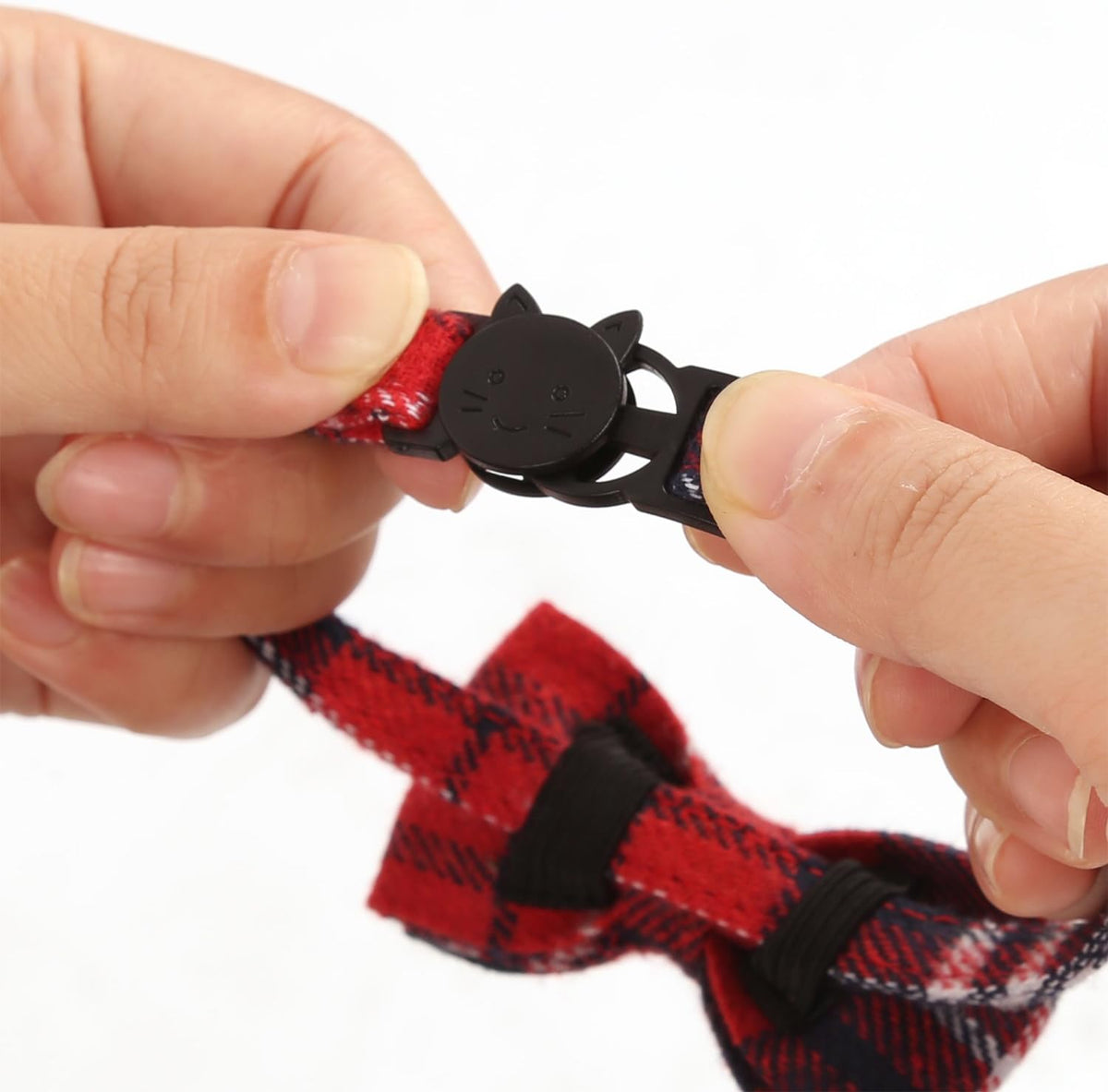 2 Pack/Set Cat Collar Breakaway with Cute Bow Tie and Bell for Kitty - Red+White / Plaid - image 4