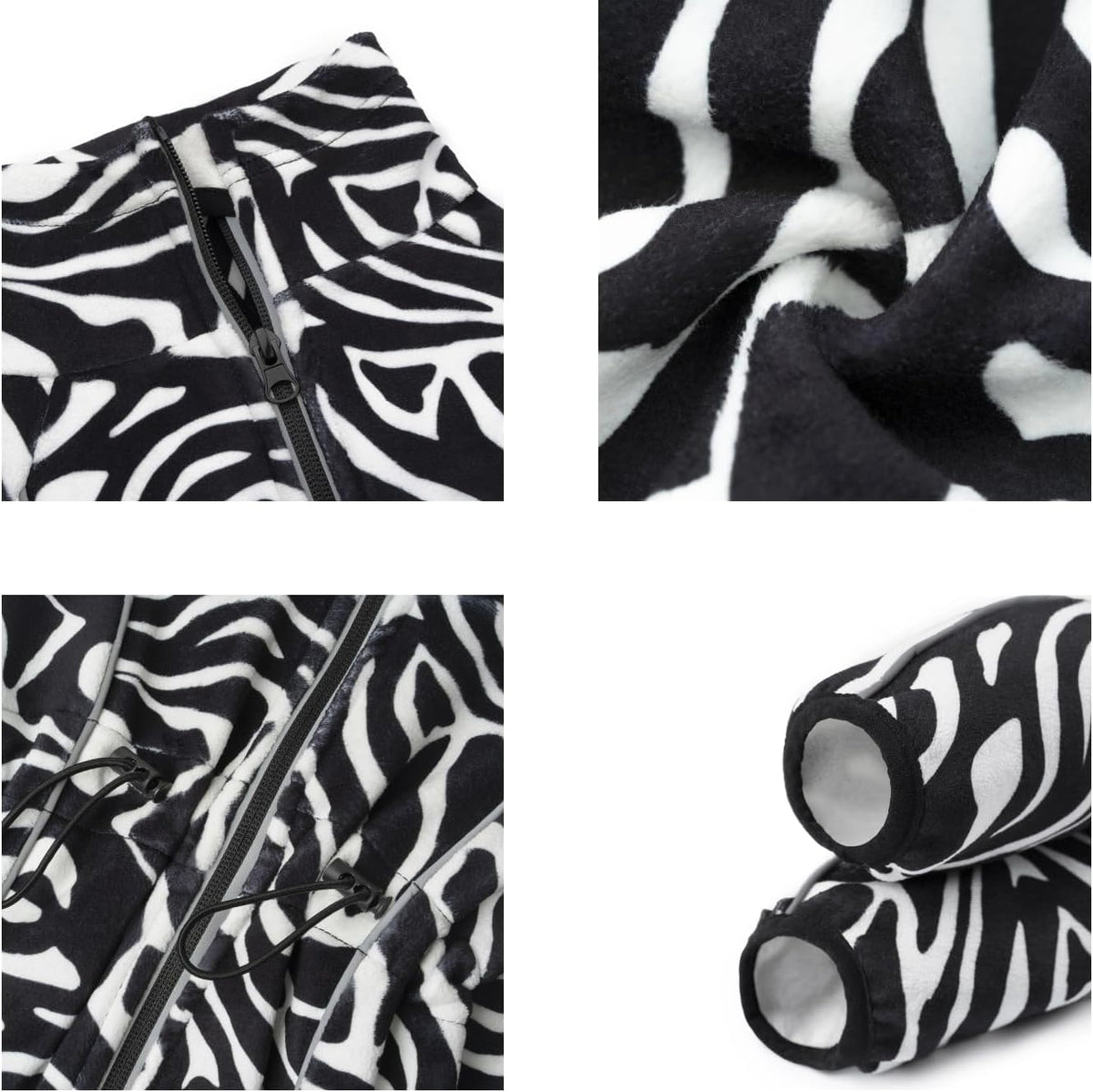 Fleece Dog Coat for Small Medium Dog - Zebra striped / S - image 3