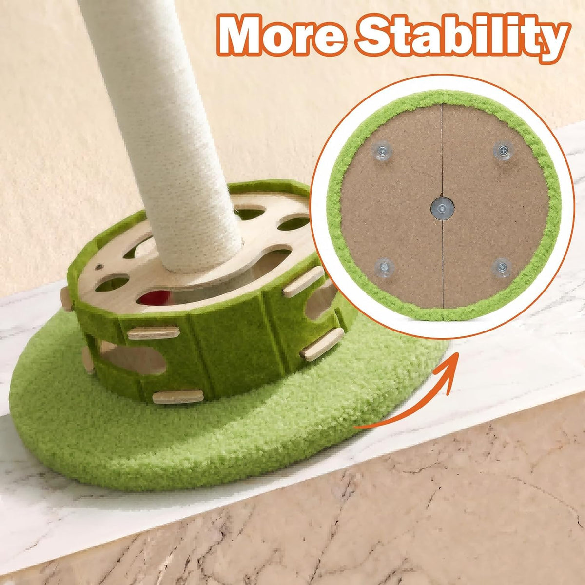 Tall Cat Scratching Post for Indoor Cats Adults with Carpet - White & Green / Medium - image 3
