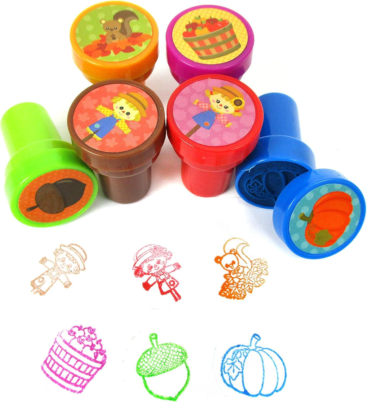 Tiny Mills 24 piece fall stampers for kids, self-inking autumn and Thanksgiving stamps - view 3