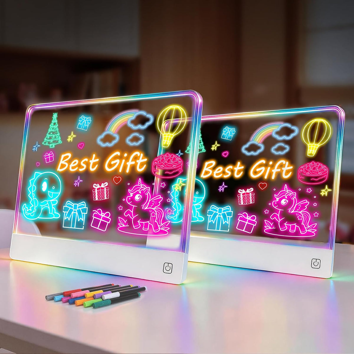 16" Rechargeable LED Drawing Board for Kids, 7 Colors - White3 / 2PACK