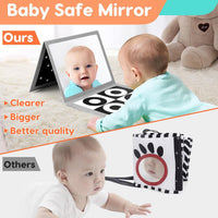 Black and White Baby Toys Tummy Time Mirror High Contrast Book Flash - image 2