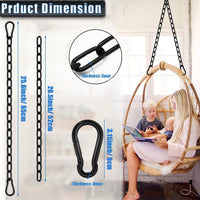 2 Pack Hanging Swing Chain with 4 Carabiners 25in, Swing Chairs - Black / 25in×1pcs - image 2