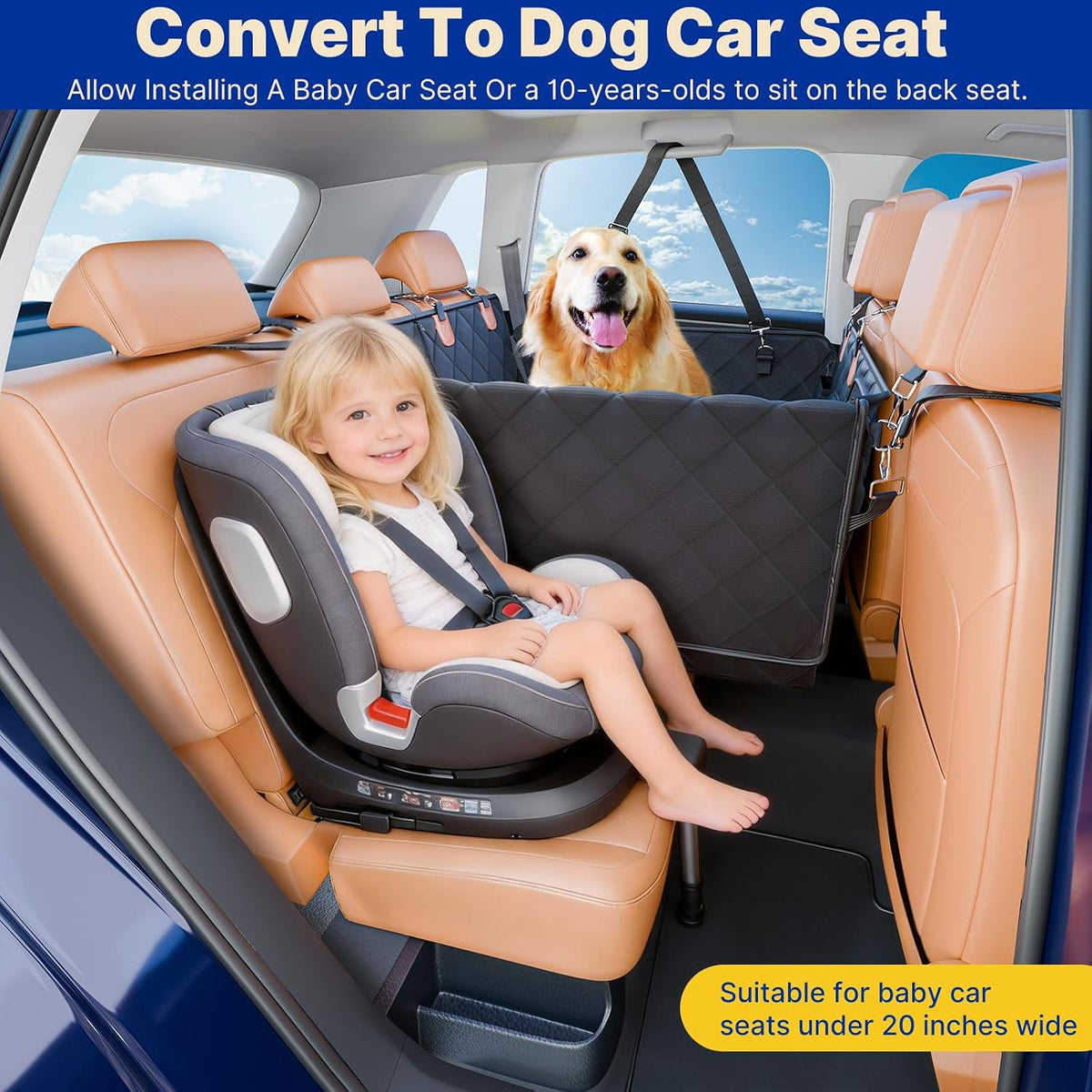Convertible Back Seat Extender for Dogs - M / Black - image 3