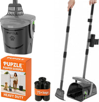 Dog Pooper Scooper with Bag Attachment - Grey