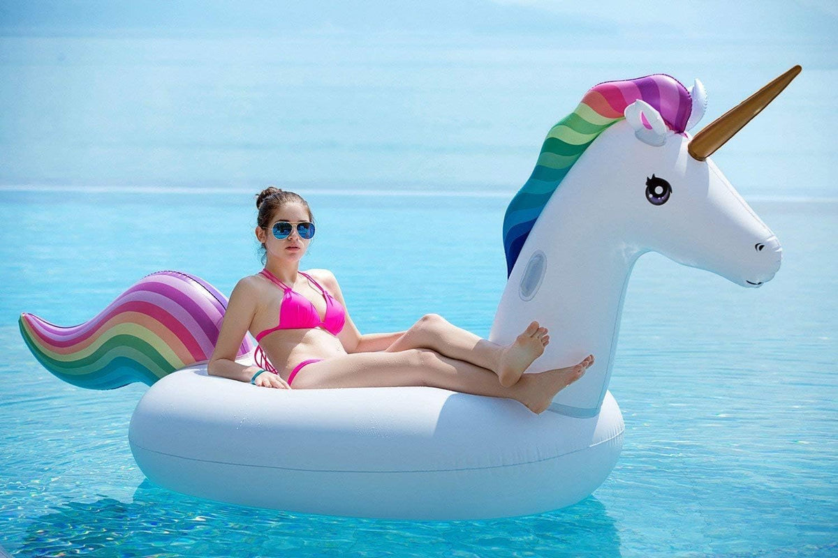 Jasonwell Big Inflatable Unicorn Pool Float Floatie Ride On with Fast - Rainbow / XX-Large - image 2
