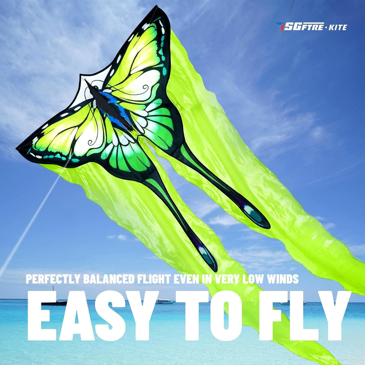 SGftre Tulle Butterfly Pink Kite，Extremely Easy to Fly - Green - image 4